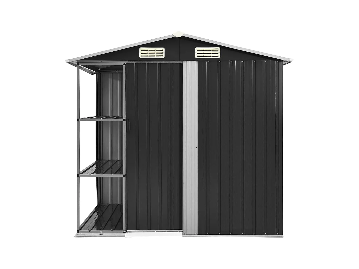Rautalampi  Abri de jardin avec étagère Anthracite 205x130x183 cm Fer