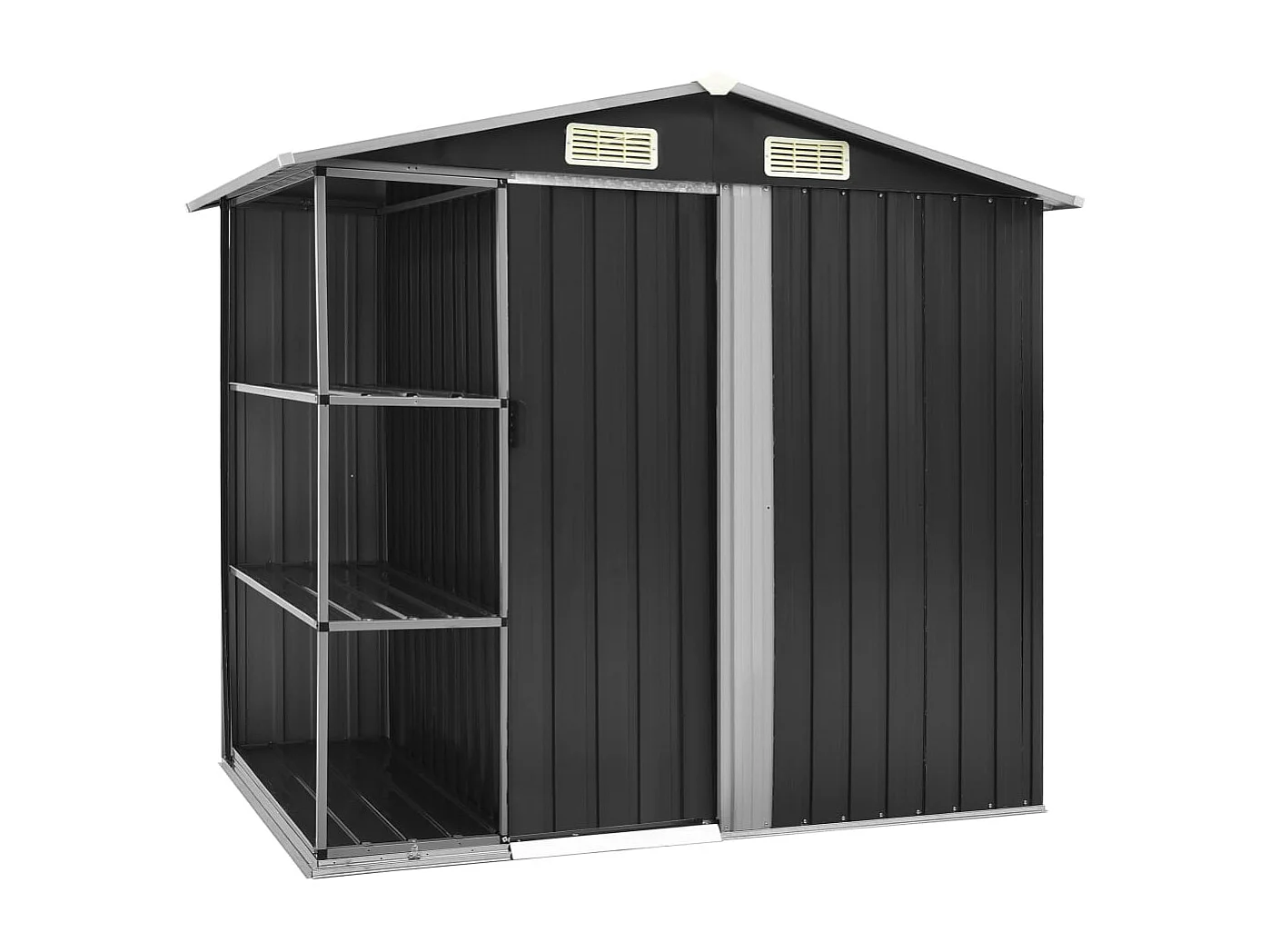 Rautalampi  Abri de jardin avec étagère Anthracite 205x130x183 cm Fer