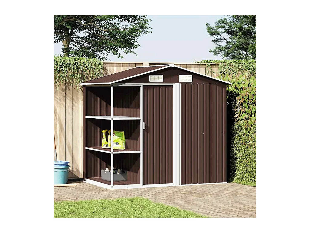 Rautalampi  Abri de jardin avec étagère Marron 205x130x183 cm Fer