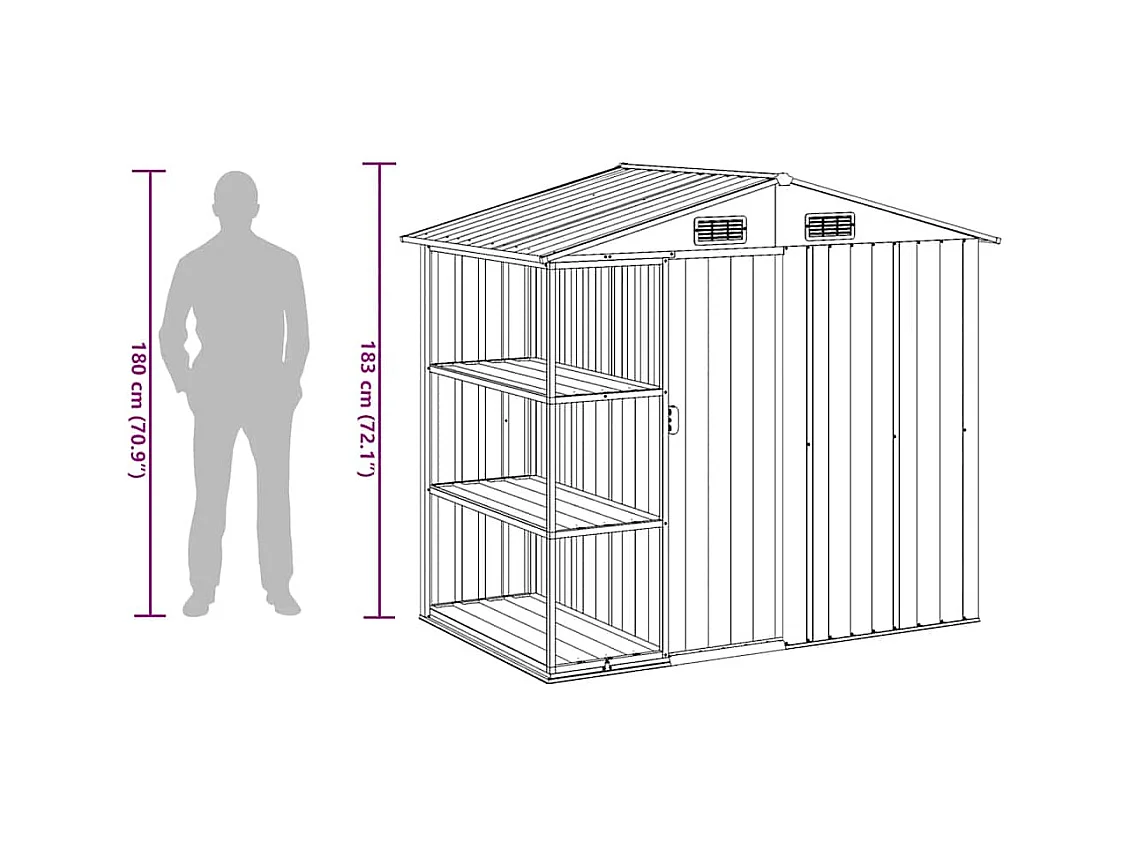 Rautalampi  Abri de jardin avec étagère Marron 205x130x183 cm Fer