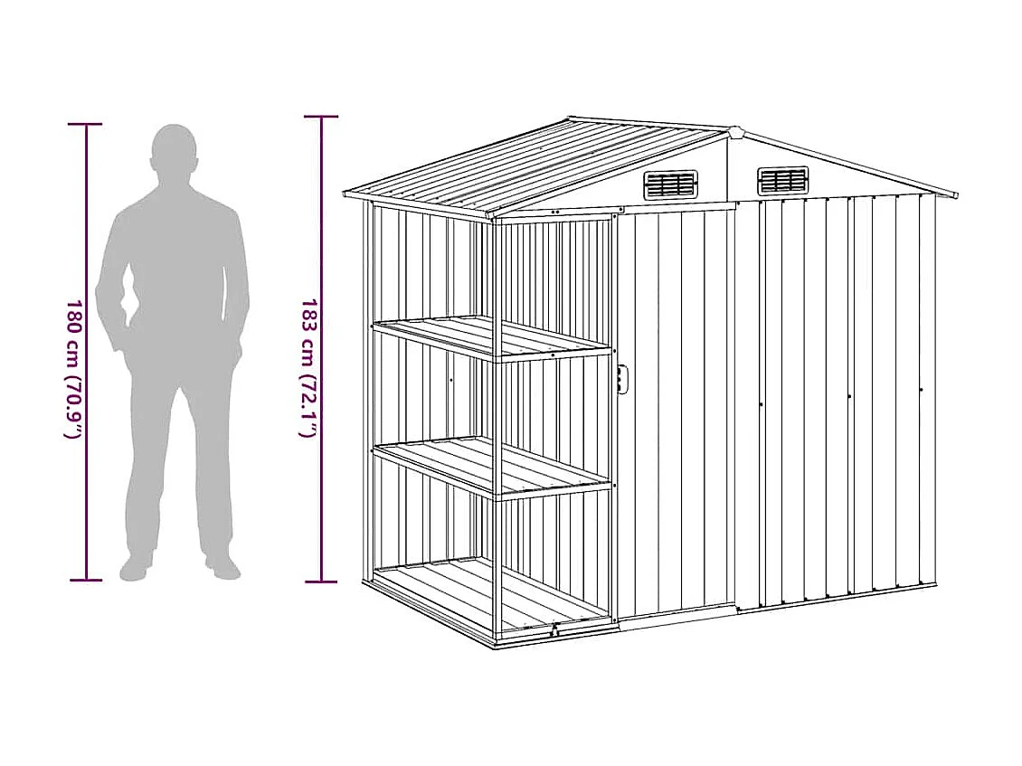 Rautalampi  Tuinschuur met rek 205x130x183 cm ijzer bruin