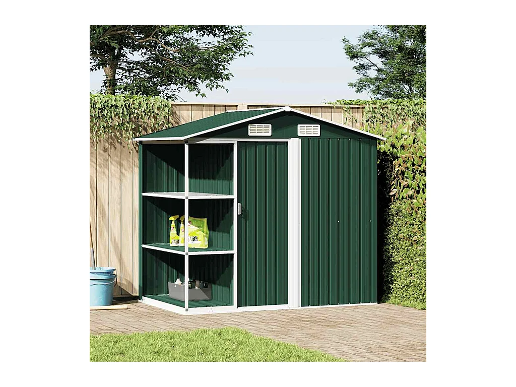 Rautalampi  Abri de jardin avec étagère Vert 205x130x183 cm Fer
