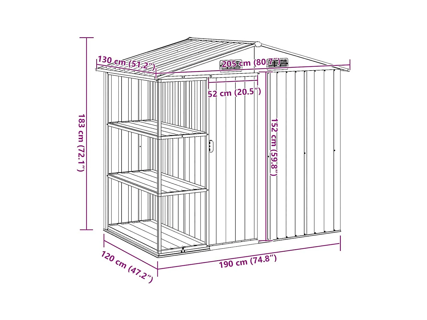 Rautalampi  Abri de jardin avec étagère Vert 205x130x183 cm Fer
