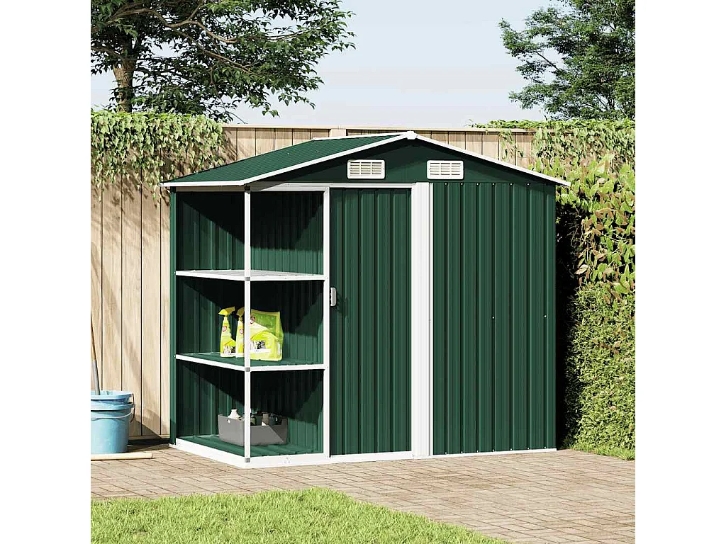 Rautalampi  Abri de jardin avec étagère Vert 205x130x183 cm Fer