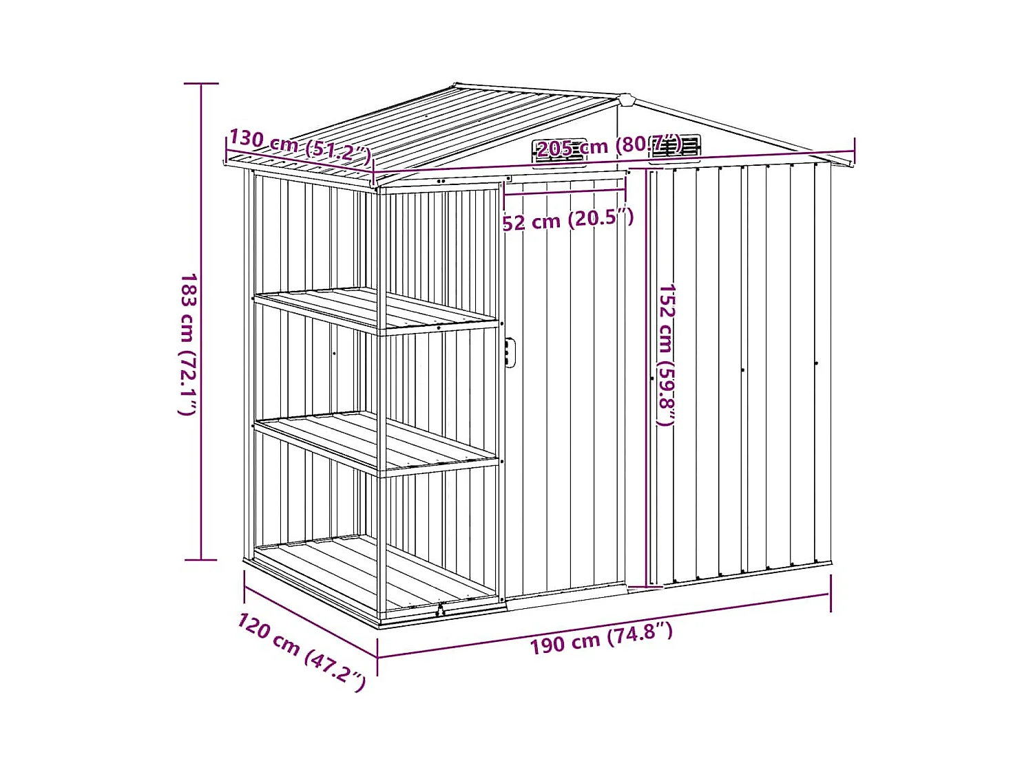 Rautalampi  Abri de jardin avec étagère Vert 205x130x183 cm Fer