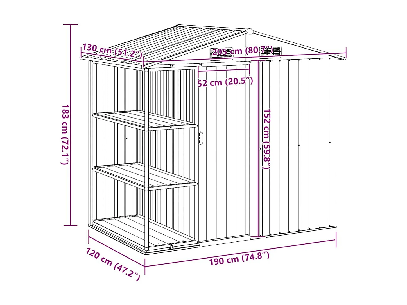 Rautalampi  Abri de jardin avec étagère Vert 205x130x183 cm Fer