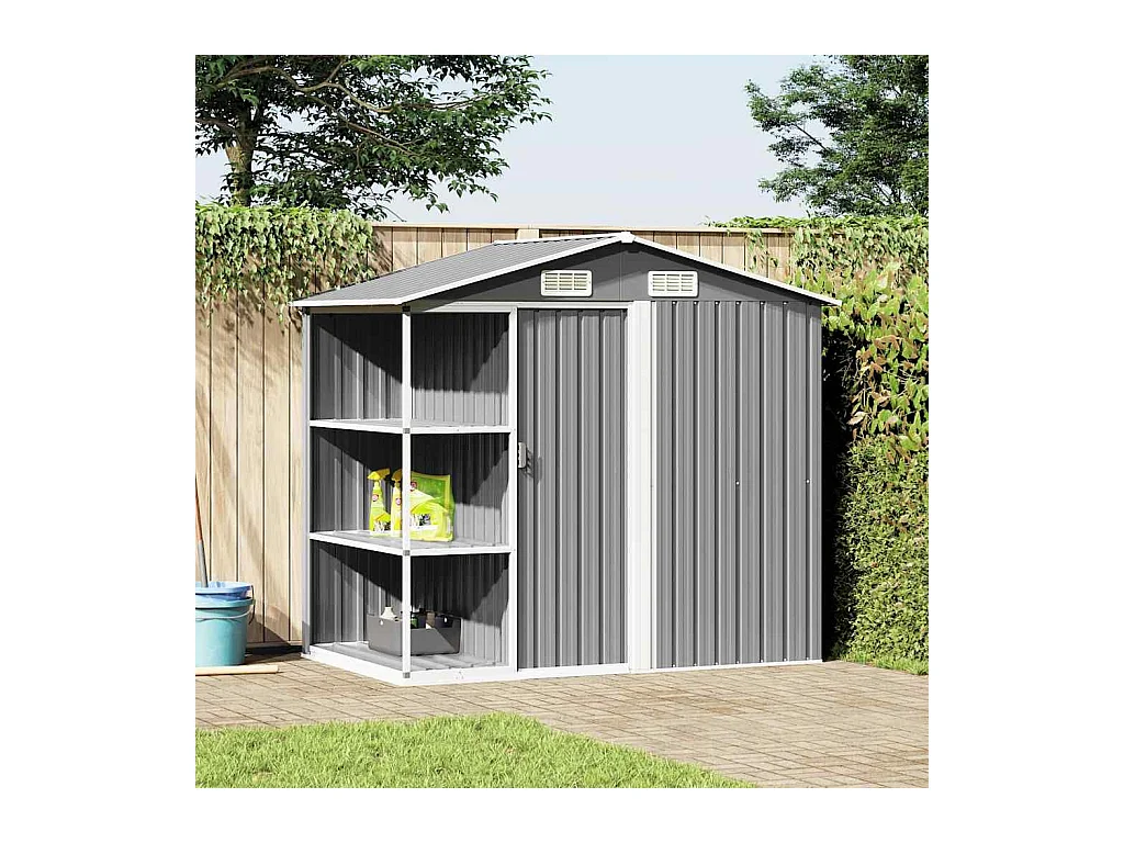 Rautalampi  Abri de jardin avec étagère Gris 205x130x183 cm Fer