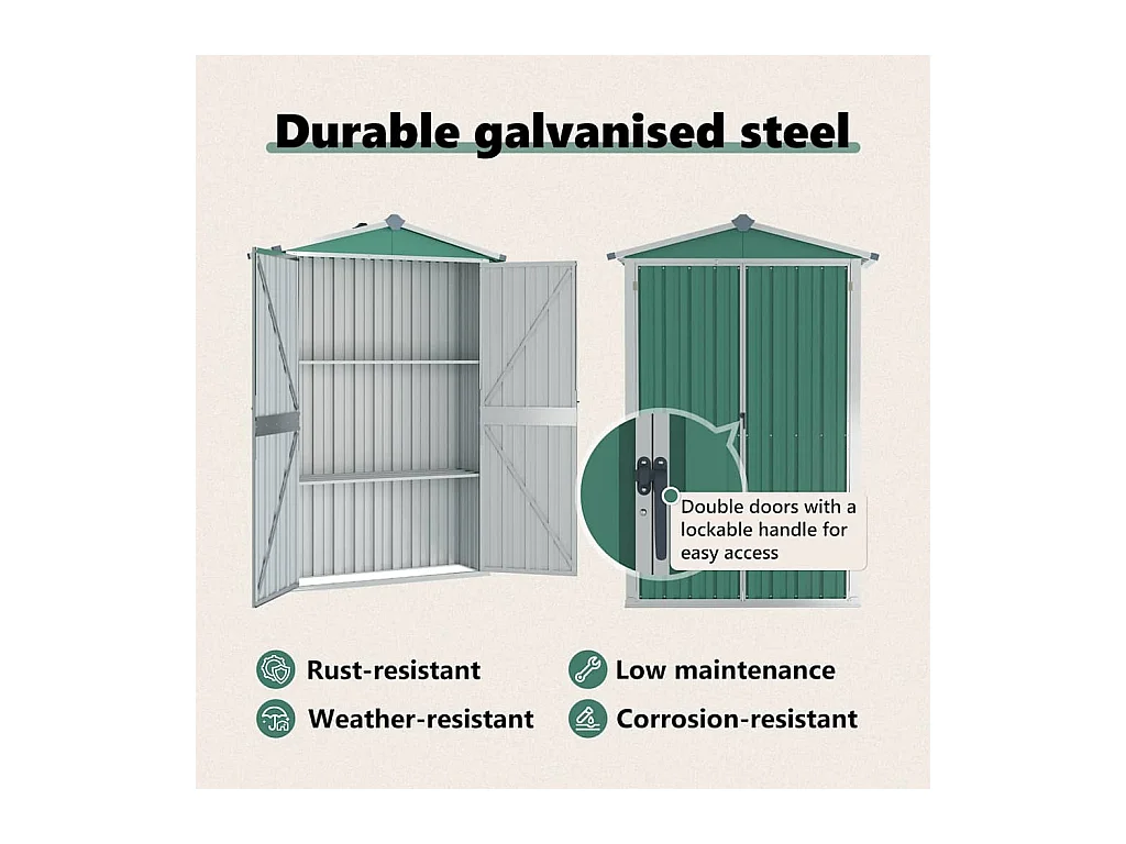 Orvault  Abri de jardin Vert 116x45x175 cm Acier galvanisé