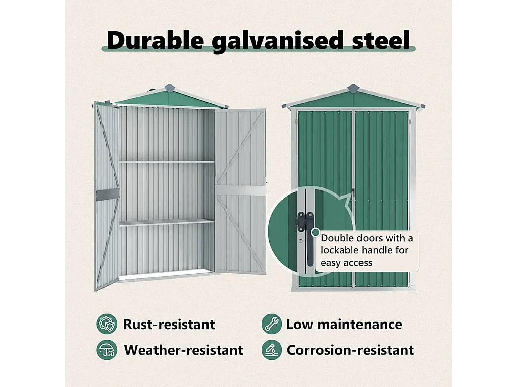 Orvault  Abri de jardin Vert 116x45x175 cm Acier galvanisé
