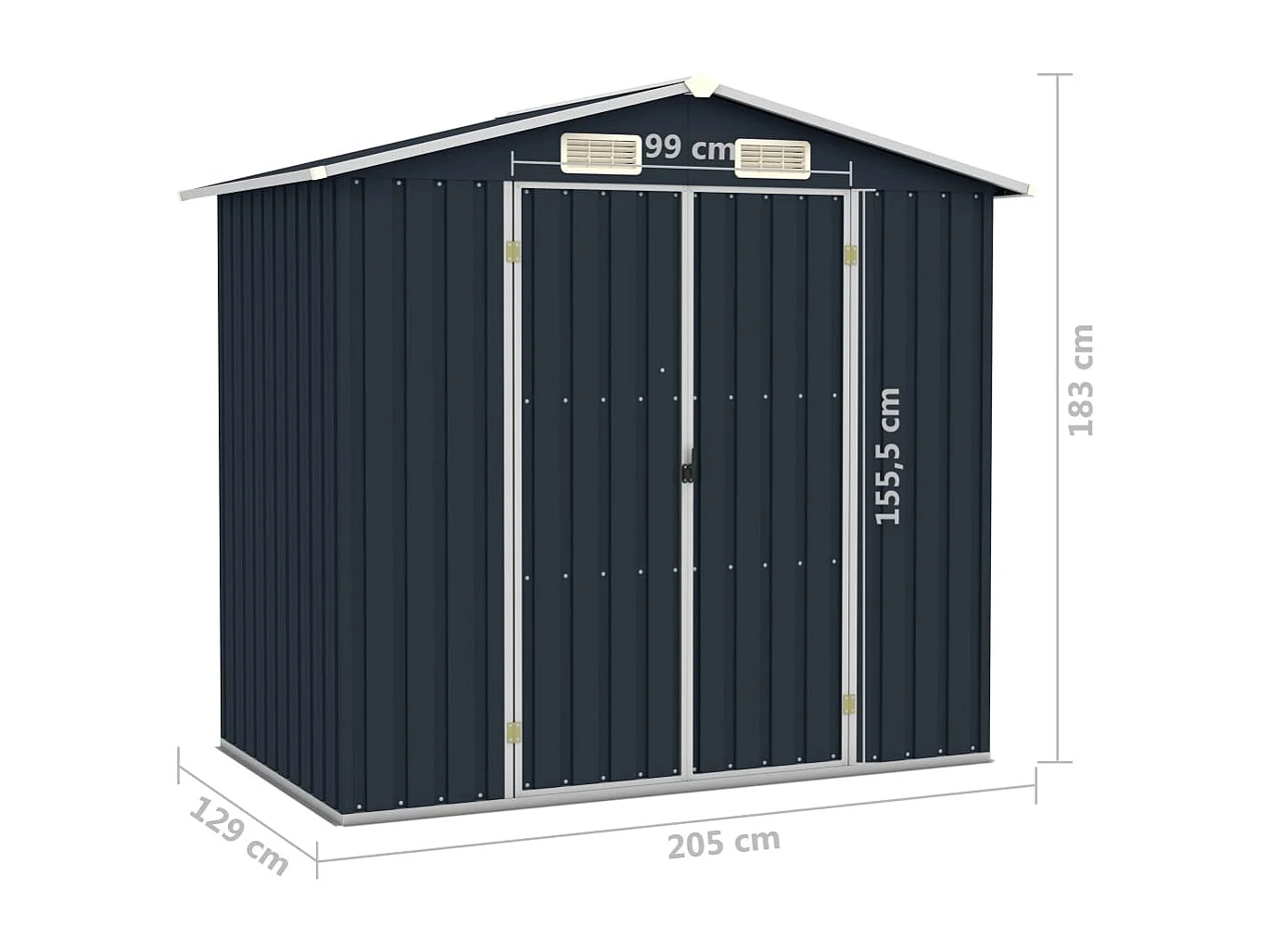 Iisakki  Abri de jardin Anthracite 205x129x183 cm Acier galvanisé