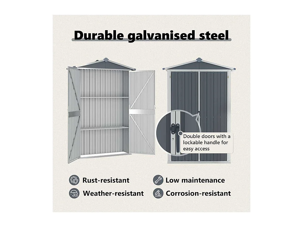 Orvault  Abri de jardin Gris 116x45x175 cm Acier galvanisé