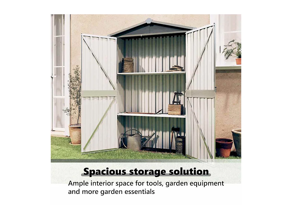 Orvault  Abri de jardin Gris 116x45x175 cm Acier galvanisé