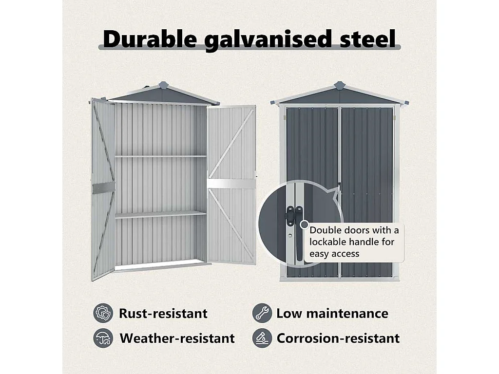 Orvault  Abri de jardin Gris 116x45x175 cm Acier galvanisé