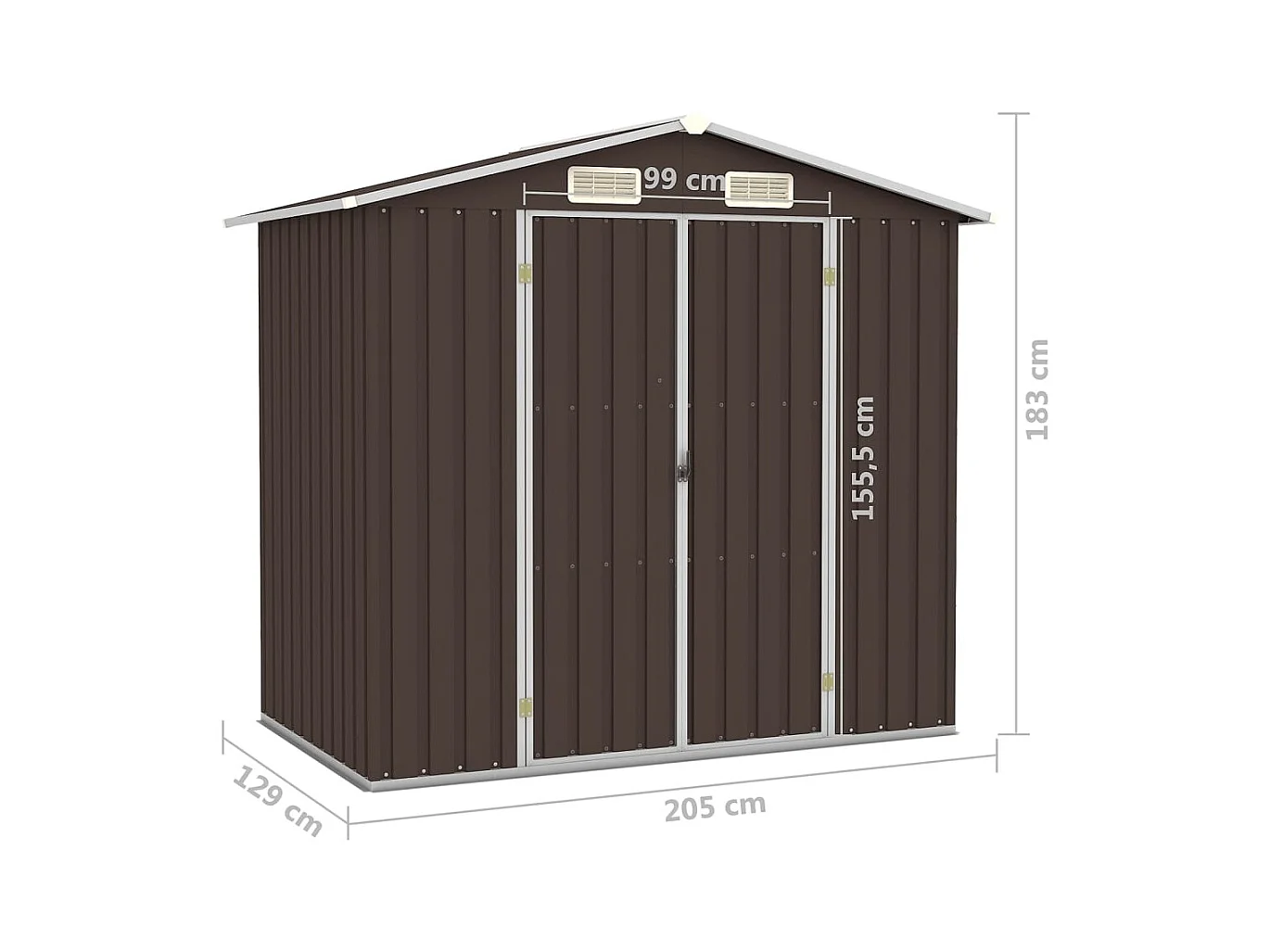 Iisakki  Abri de jardin Marron 205x129x183 cm Acier galvanisé