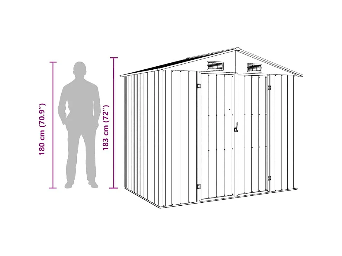 Iisakki  Abri de jardin Marron 205x129x183 cm Acier galvanisé