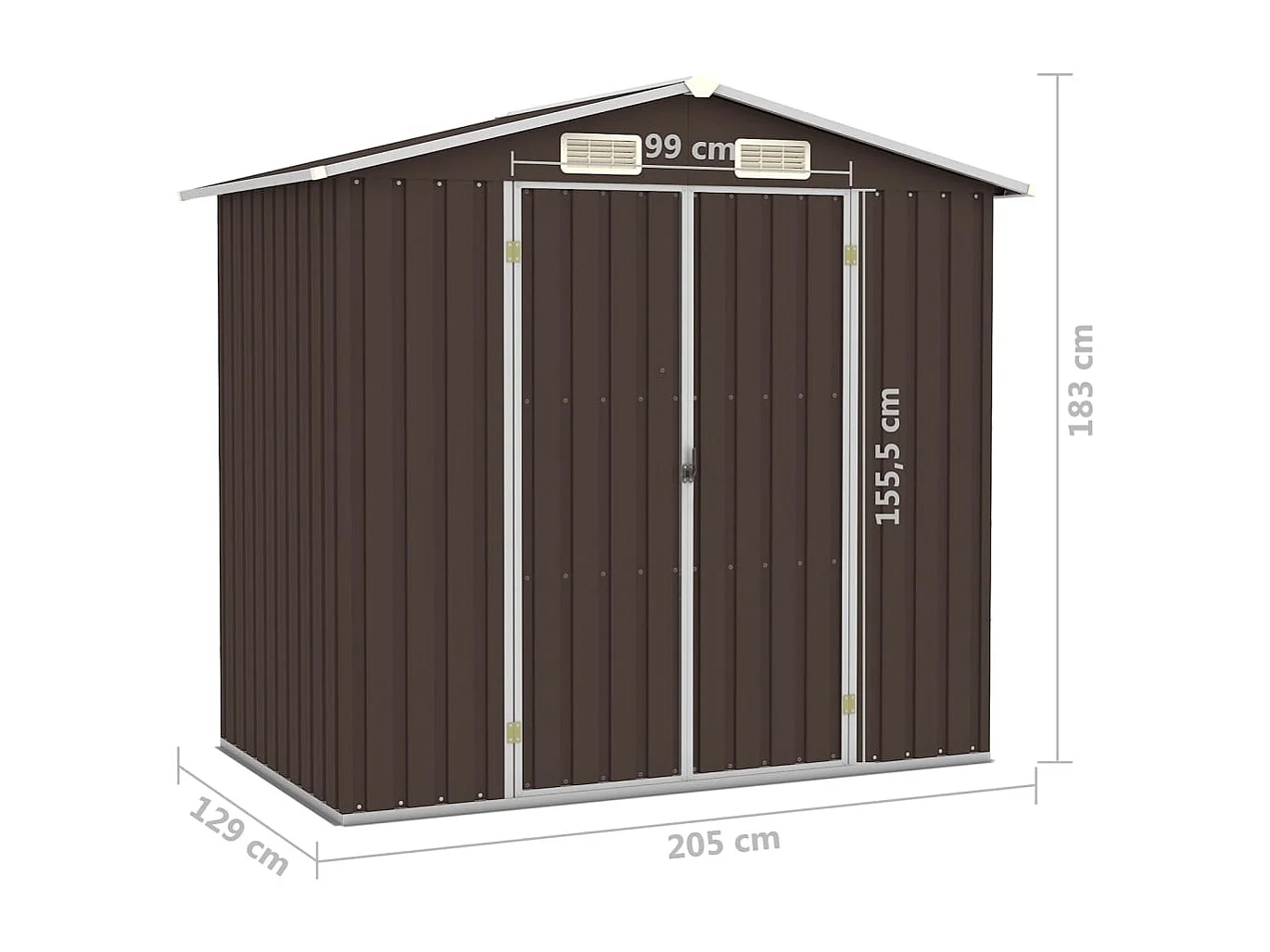 Iisakki  Abri de jardin Marron 205x129x183 cm Acier galvanisé