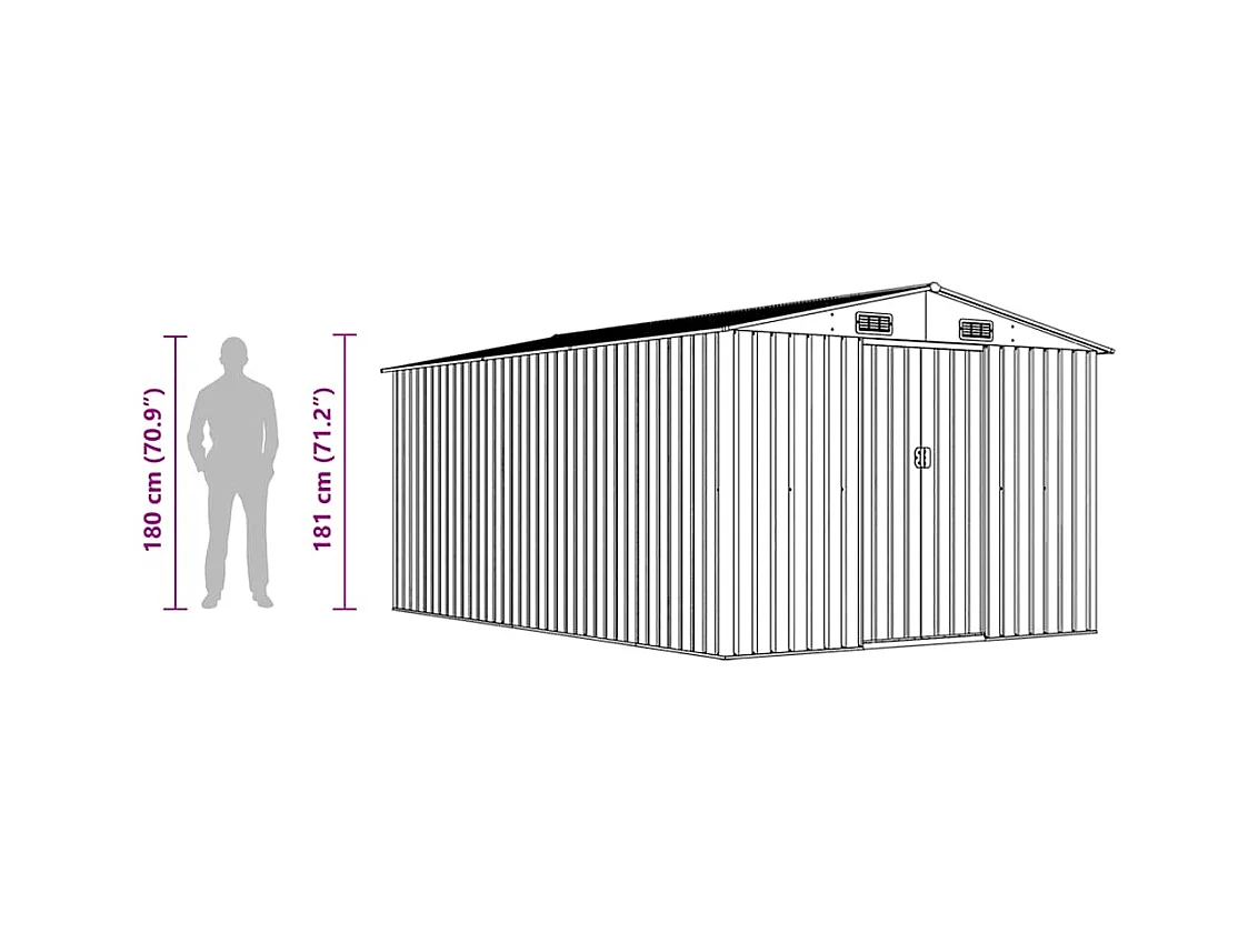 Zulema  Abri de jardin 257x392x181 cm Métal Gris