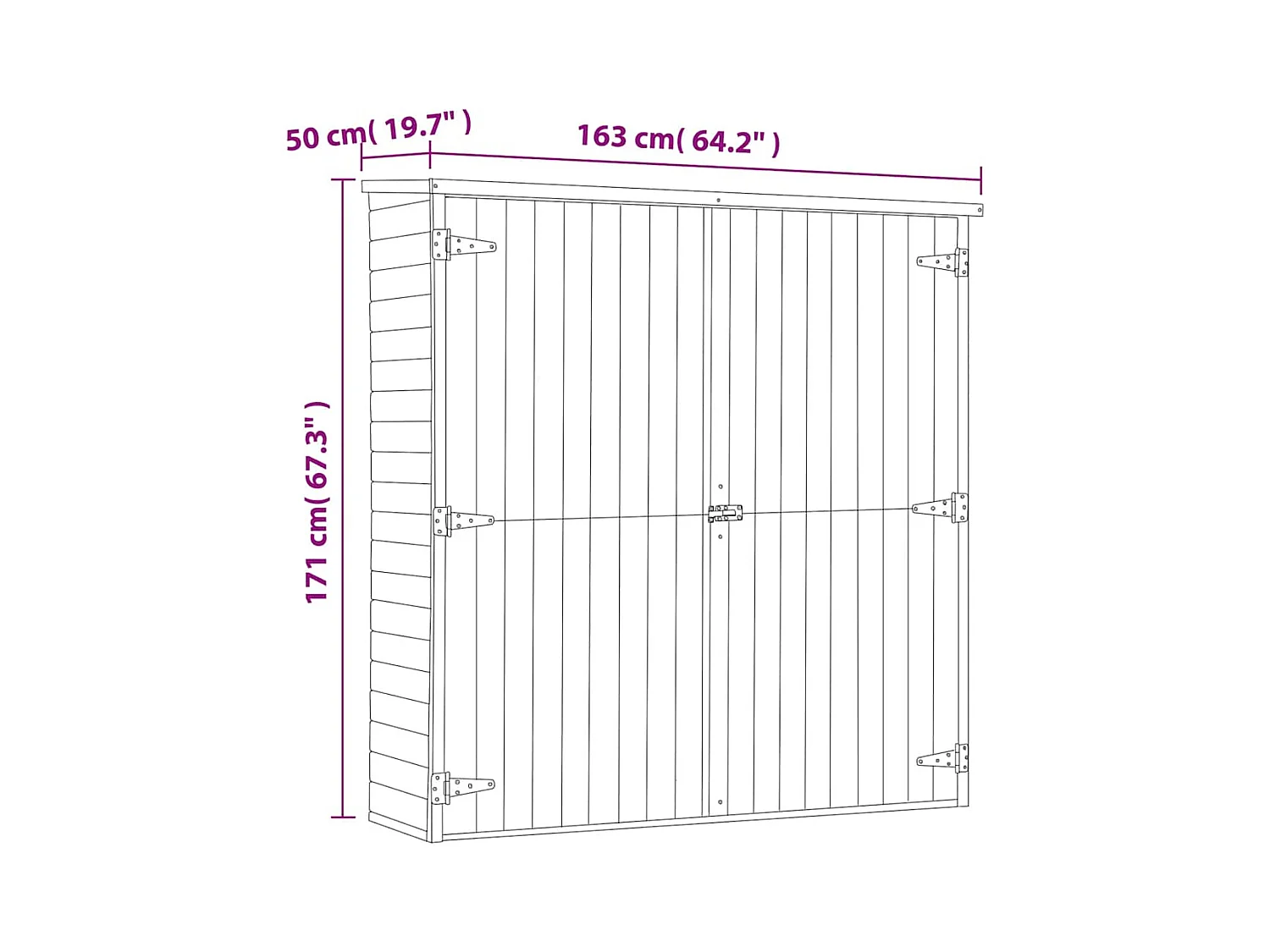 Arja  Abri à outils de jardin 163x50x171 cm Pinède imprégnée