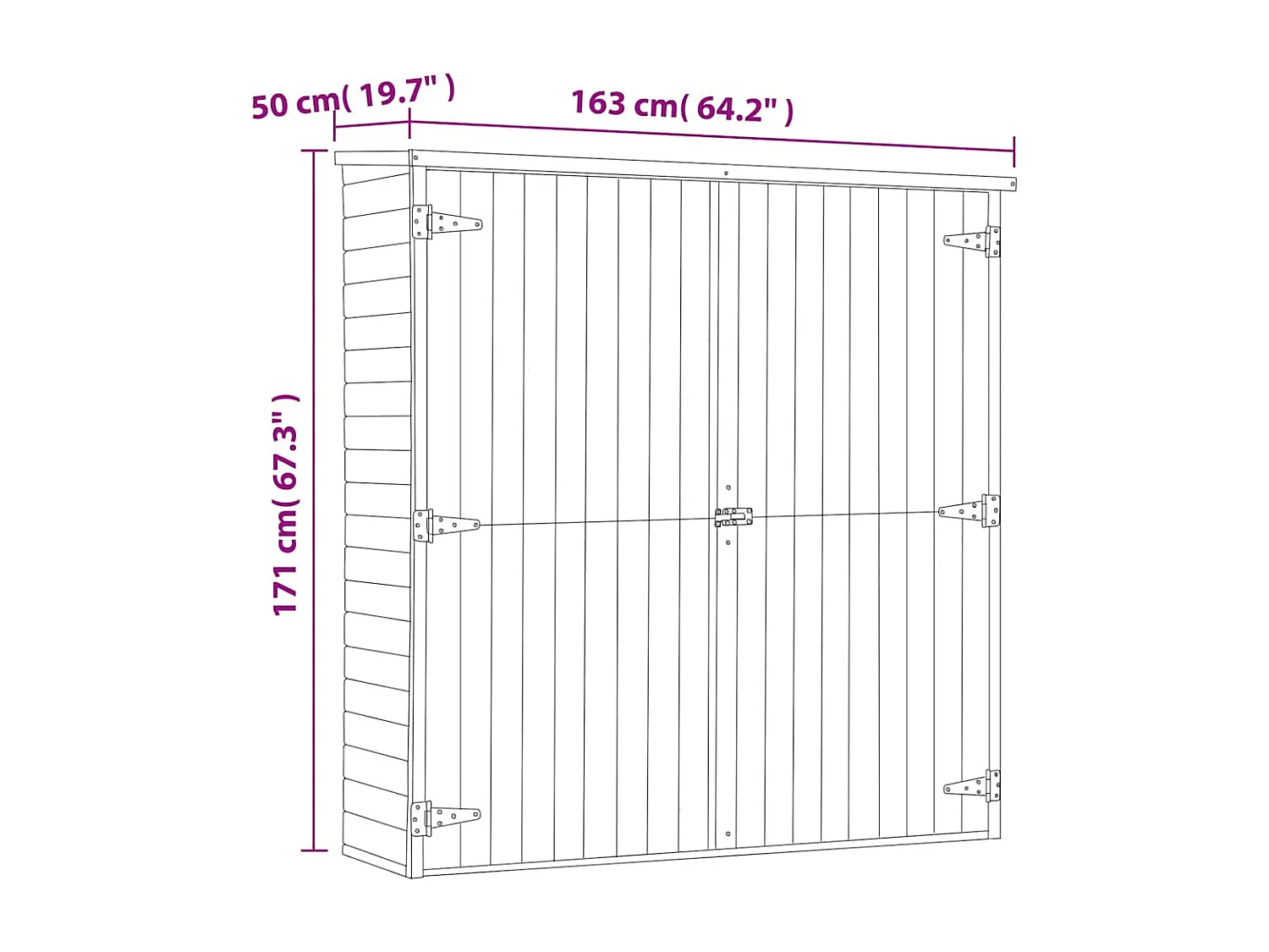 Arja  Abri à outils de jardin 163x50x171 cm Pinède imprégnée