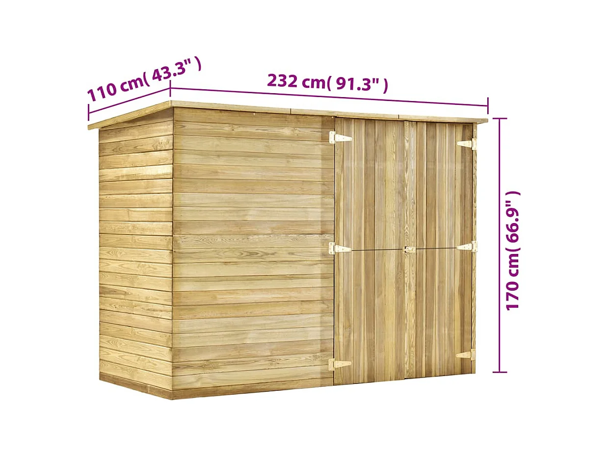 Arja  Abri de jardin 232x110x170 cm Bois de pin imprégné