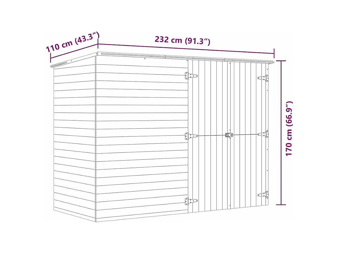 Arja  Abri de jardin 232x110x170 cm Bois de pin imprégné