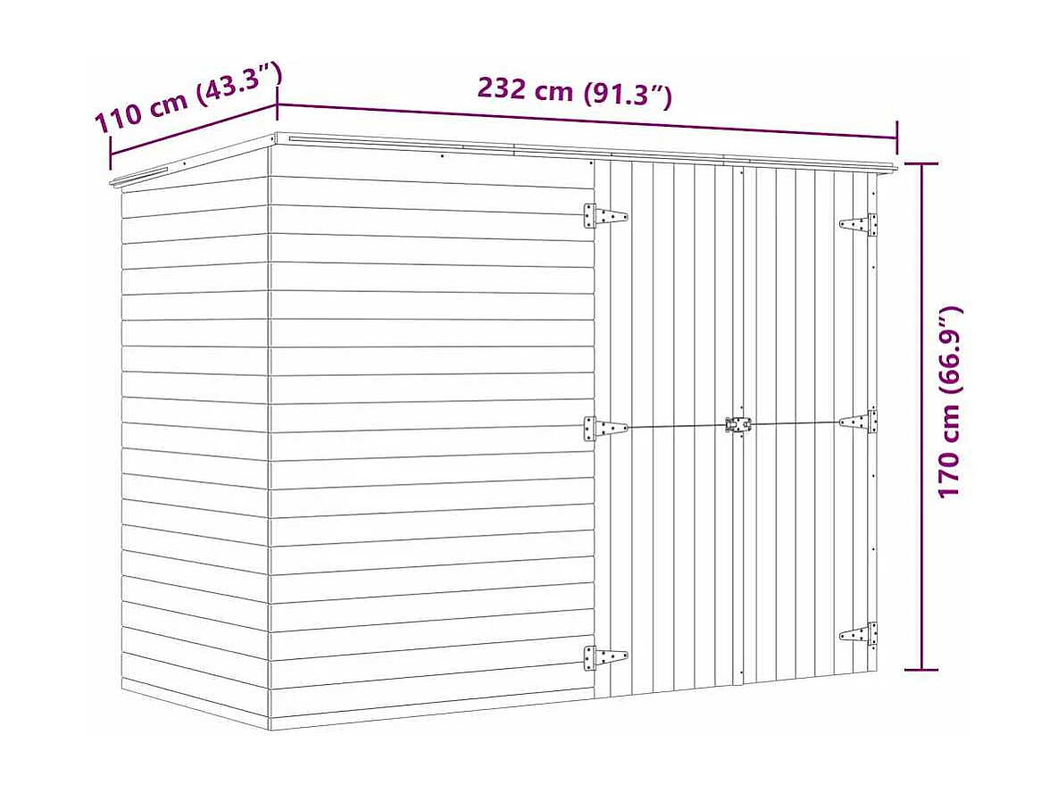 Arja  Abri de jardin 232x110x170 cm Bois de pin imprégné
