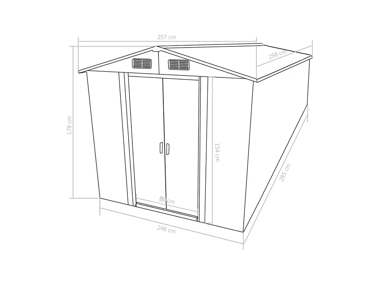 Zulema  Abri de jardin 257x298x178 cm Métal Marron