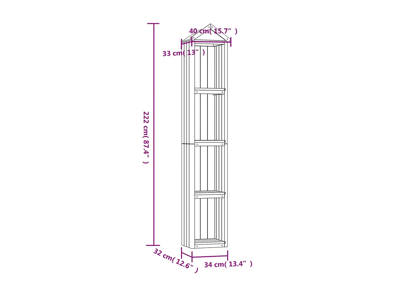 Timothée-Philippe  Abri à outils de jardin 40x33x222 cm Bois de pin imprégné
