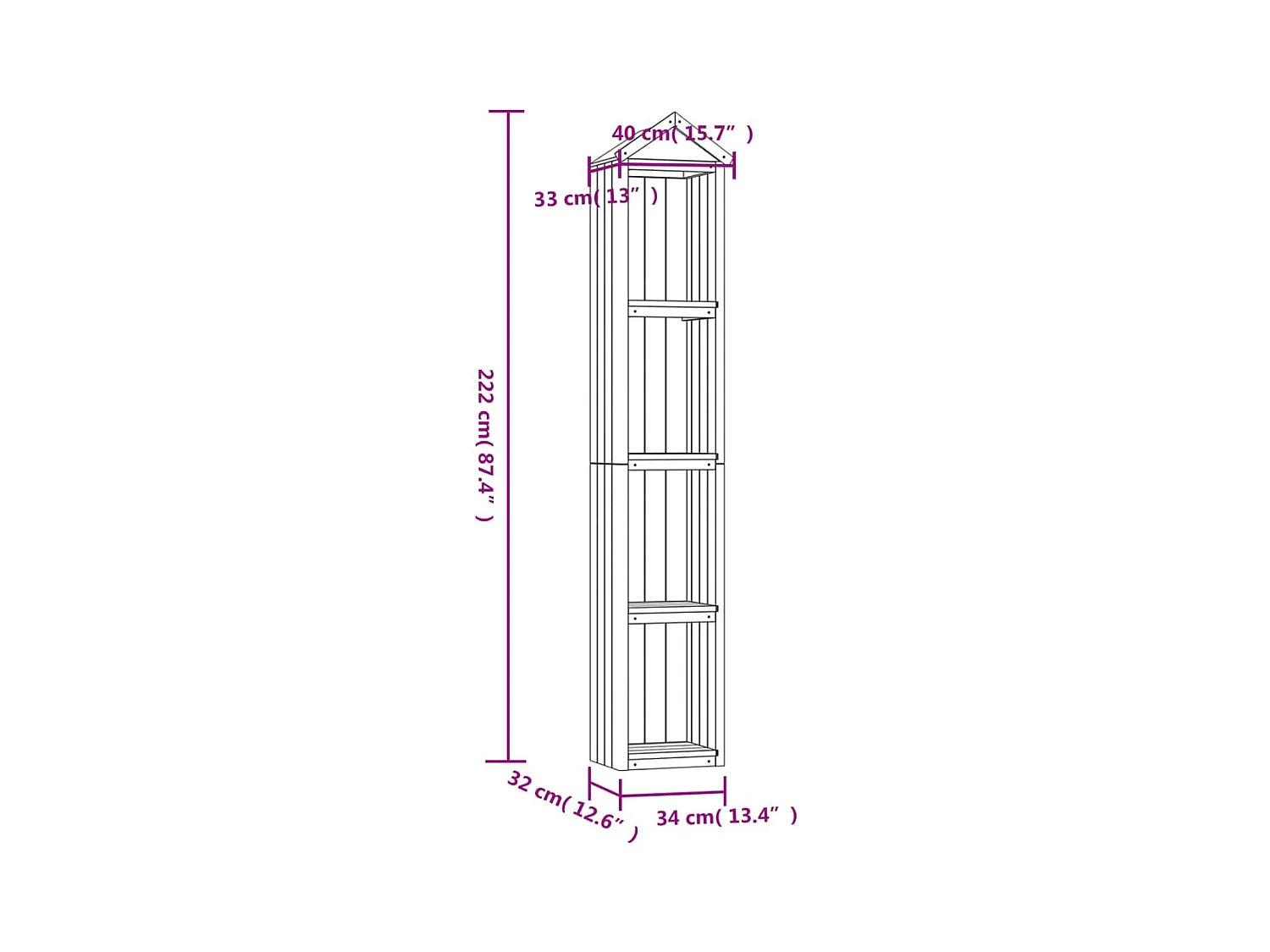 Timothée-Philippe  Abri à outils de jardin 40x33x222 cm Bois de pin imprégné