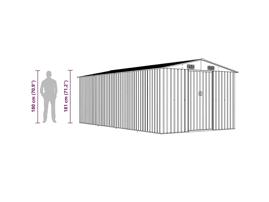 Zulema  Abri de jardin 257x489x181 cm Métal Vert