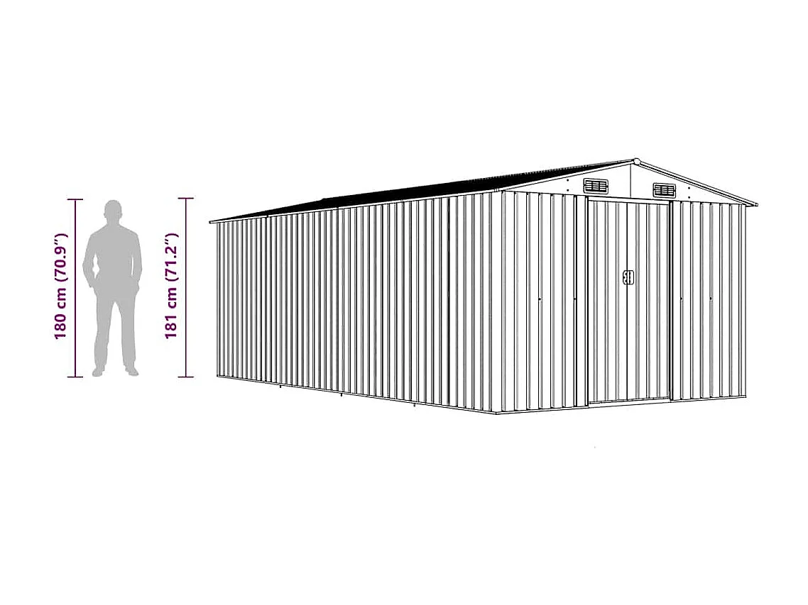 Zulema  Abri de jardin 257x489x181 cm Métal Vert