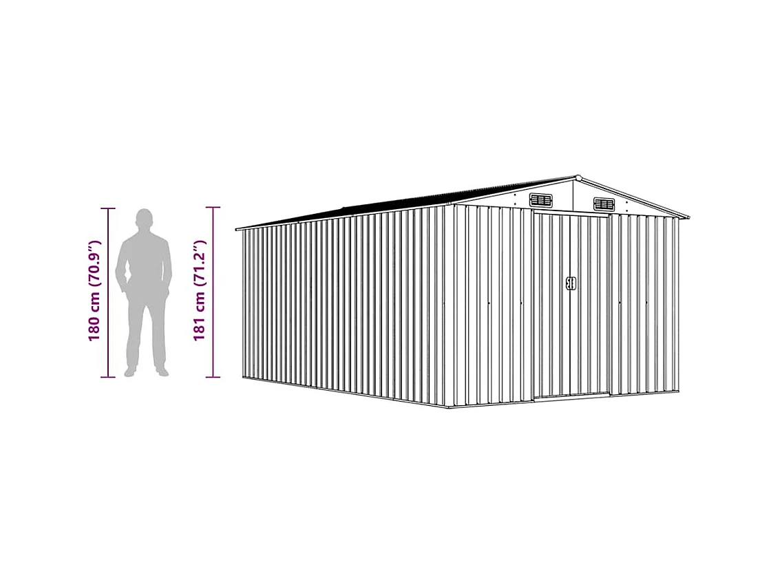 Zulema  Abri de jardin 257x392x181 cm Métal Vert