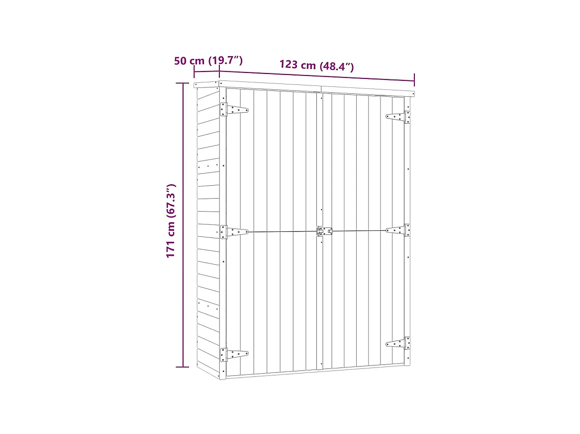 Arja  Abri à outils de jardin 123x50x171 cm Pinède imprégnée