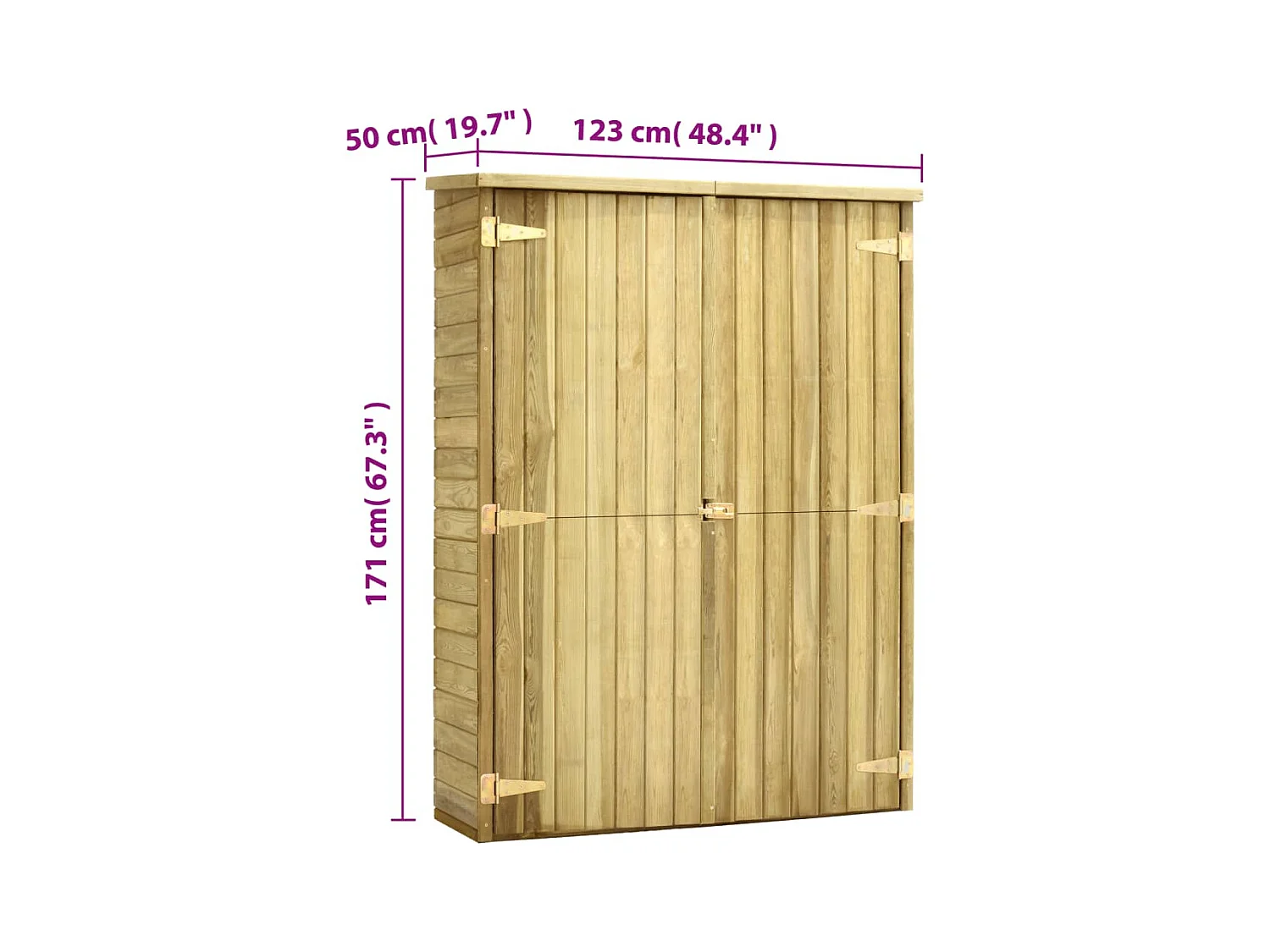 Arja  Abri à outils de jardin 123x50x171 cm Pinède imprégnée