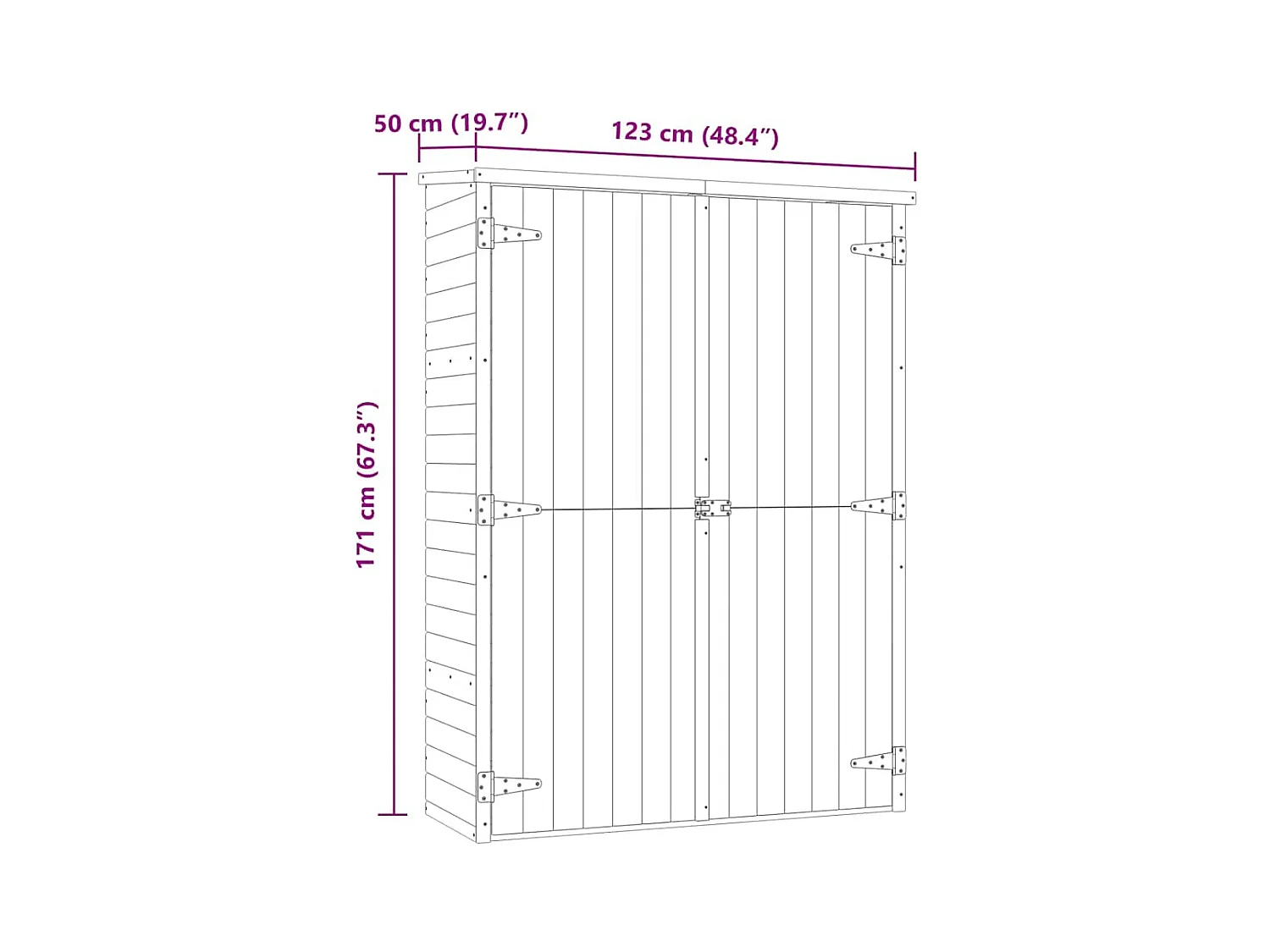 Arja  Abri à outils de jardin 123x50x171 cm Pinède imprégnée