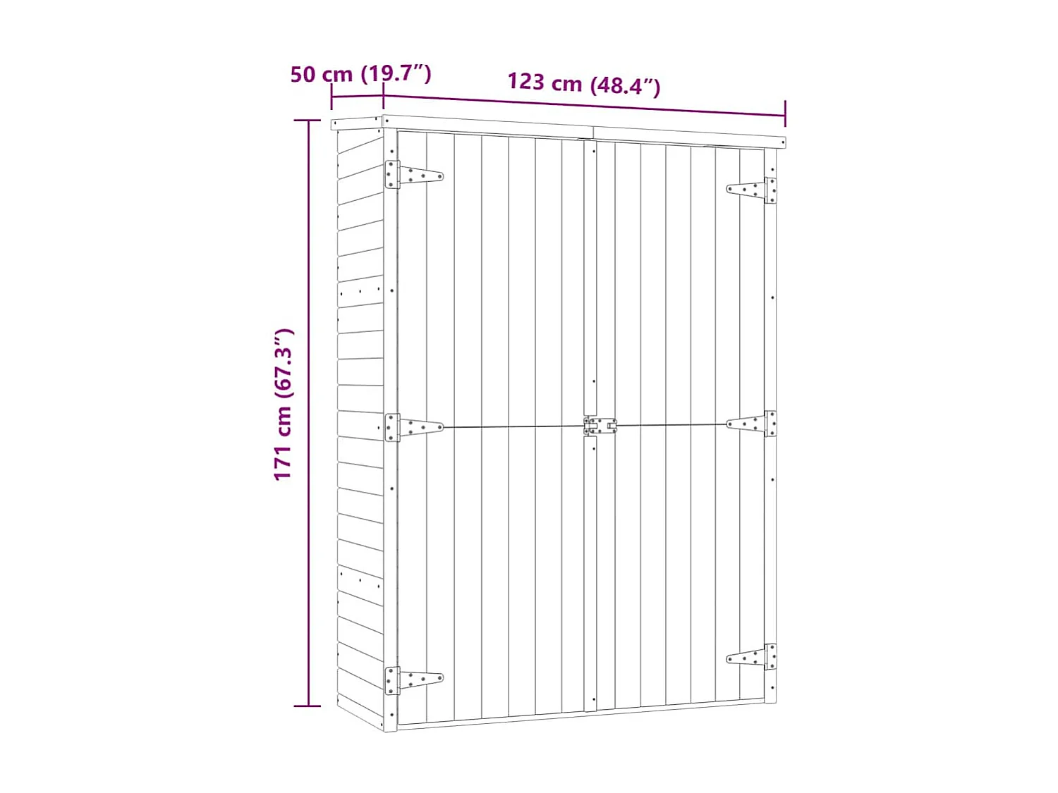 Arja  Abri à outils de jardin 123x50x171 cm Pinède imprégnée