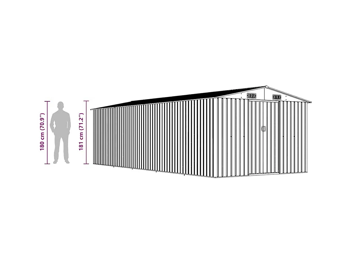 Zulema  Abri de jardin 257x580x181 cm Métal Gris