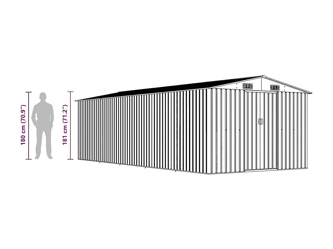Zulema  Abri de jardin 257x580x181 cm Métal Gris