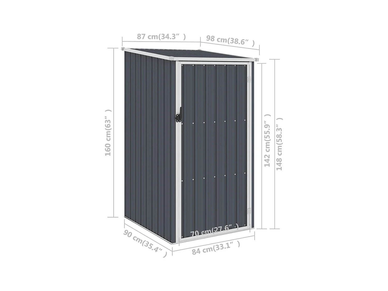 Marie-Dominique  Abri de jardin Anthracite 87x98x159 cm Acier galvanisé