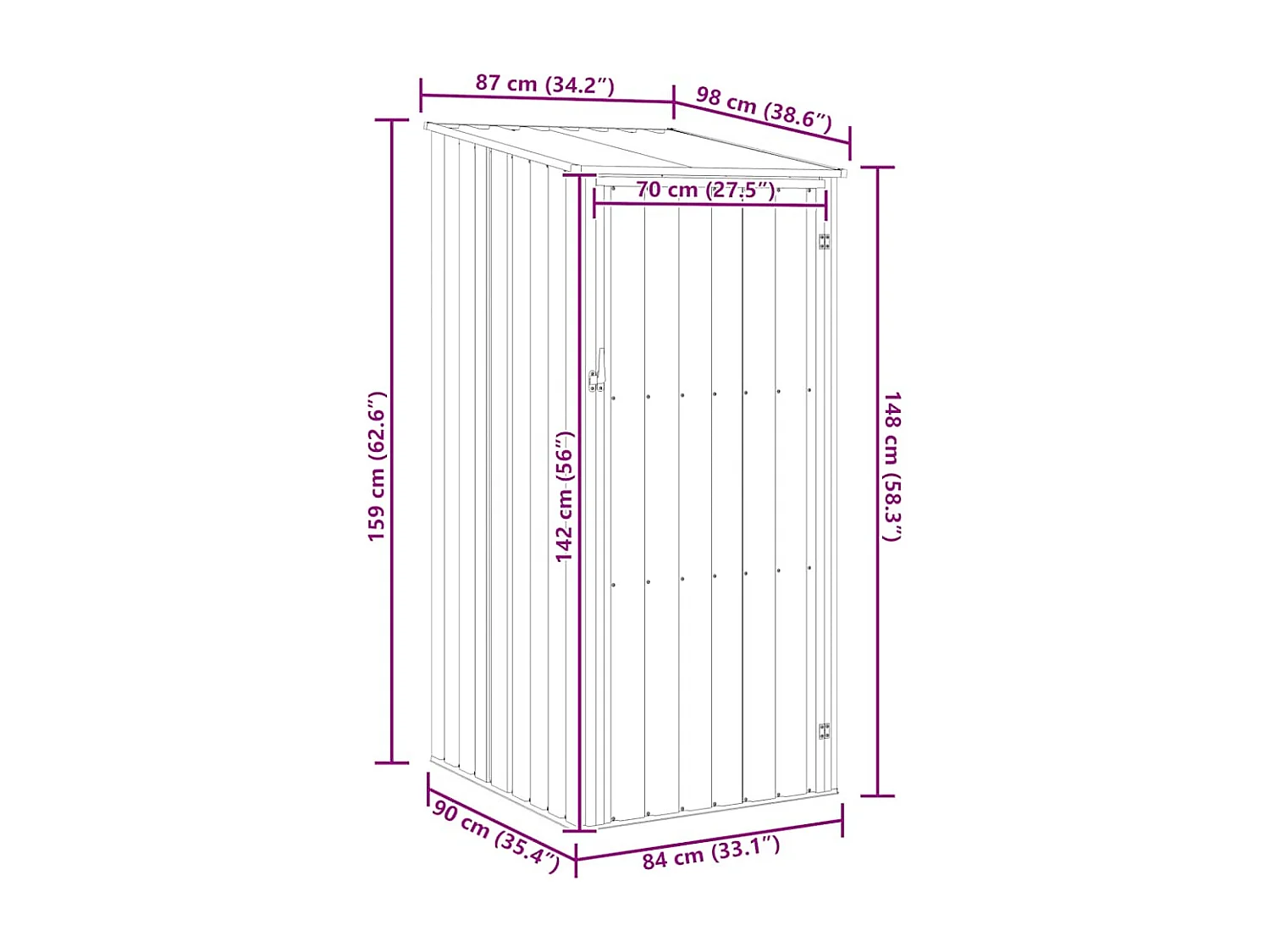 Marie-Dominique  Abri de jardin Anthracite 87x98x159 cm Acier galvanisé
