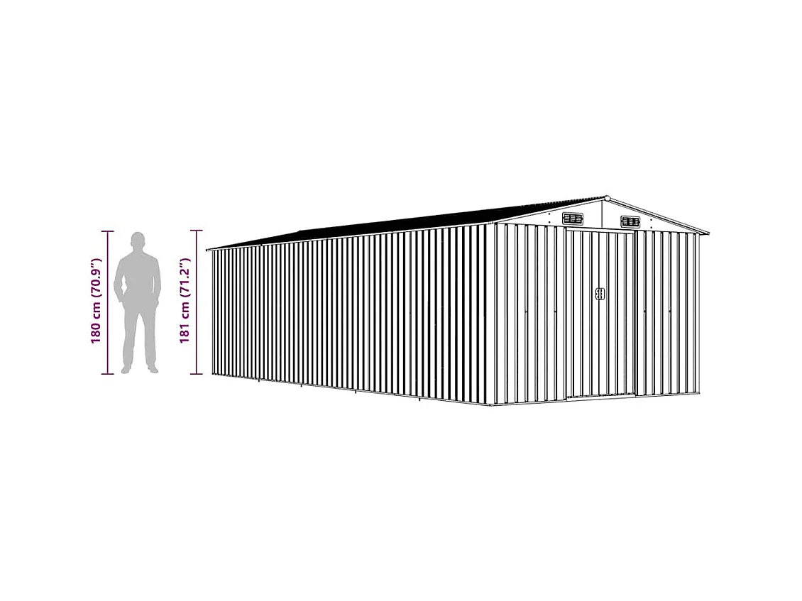 Zulema  Abri de jardin 257x580x181 cm Métal Vert