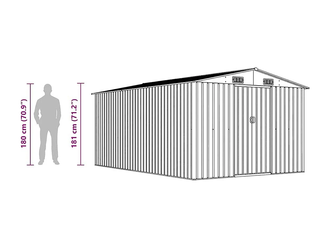 Zulema  Abri de jardin 257x392x181 cm Métal Anthracite