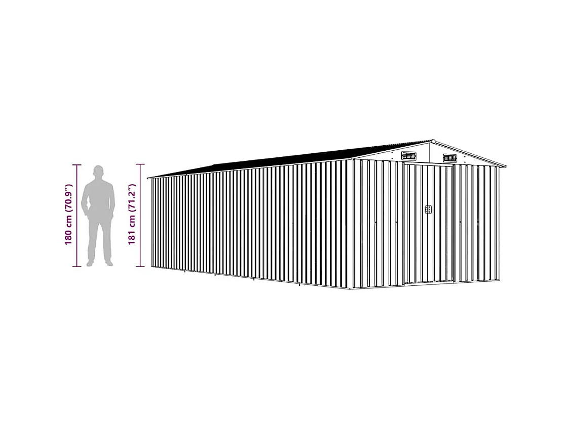 Zulema  Abri de jardin 257x580x181 cm Métal Anthracite