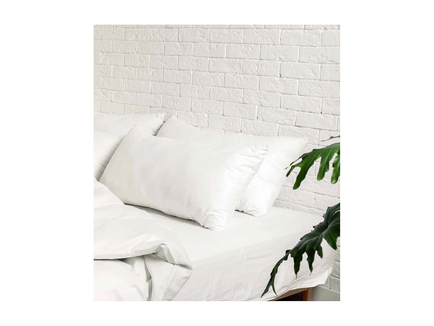 Almohada de 75x40 con núcleo de fibra de poliéster y funda exterior en color blanco Fibra