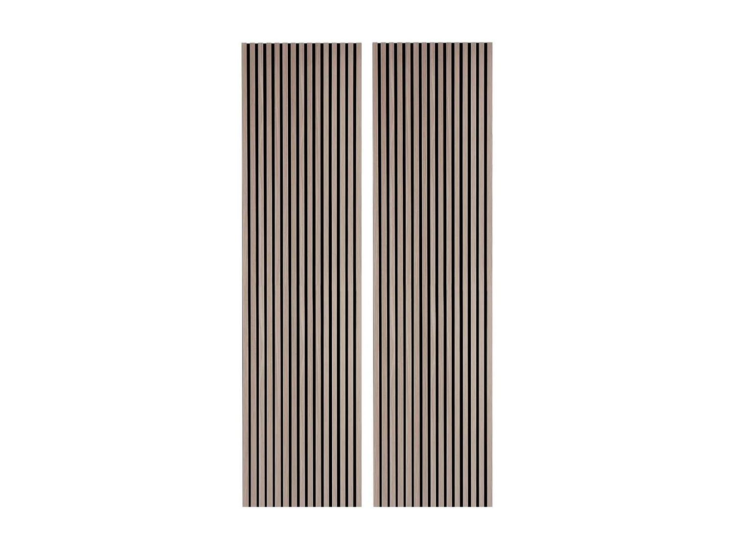 Pack de 2 paneles actústicos de 240x60x2,2 cm de MDF y PET en color roble honey y negro