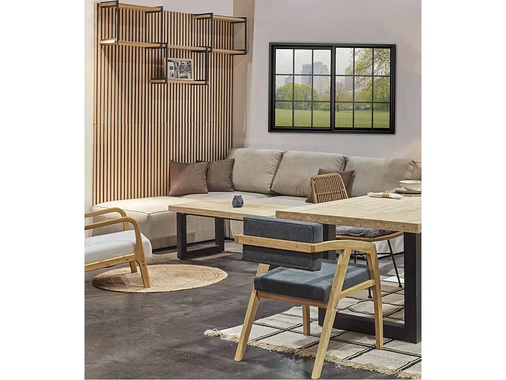 Pack de 2 paneles actústicos de 240x60x2,2 cm de MDF y PET en color roble honey y negro