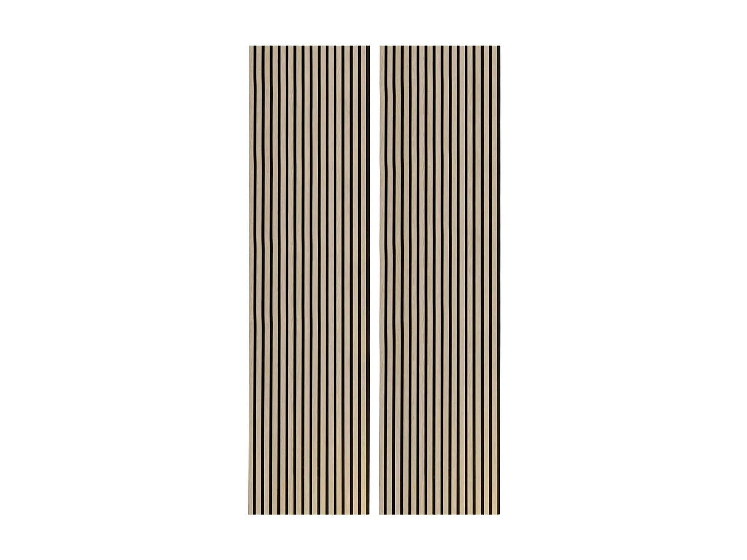 Pack de 2 paneles actústicos de 240x60x2,2 cm de MDF y PET en color roble Nordish y negro