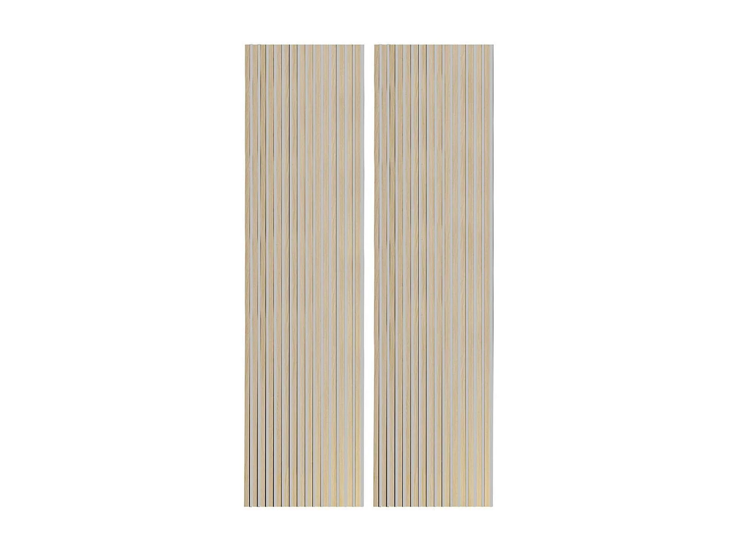 Pack de 2 paneles actústicos de 240x60x2,2 cm de MDF y PET en color roble honey y gris