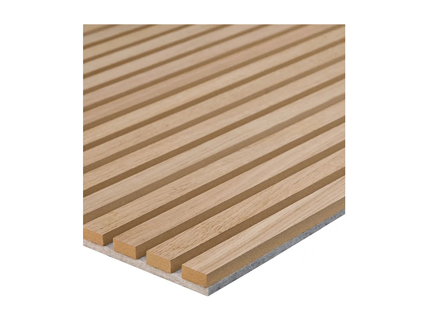 Pack de 2 paneles acústicos de 60x240x2,2 cm de MDF y PET para reducir el eco beige Deco