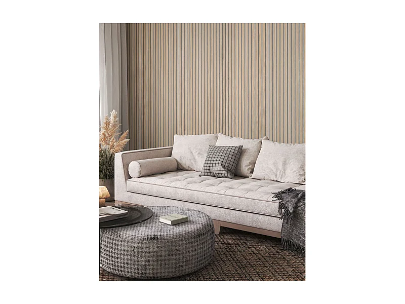 Pack de 2 paneles acústicos de 60x240x2,2 cm de MDF y PET para reducir el eco beige Deco